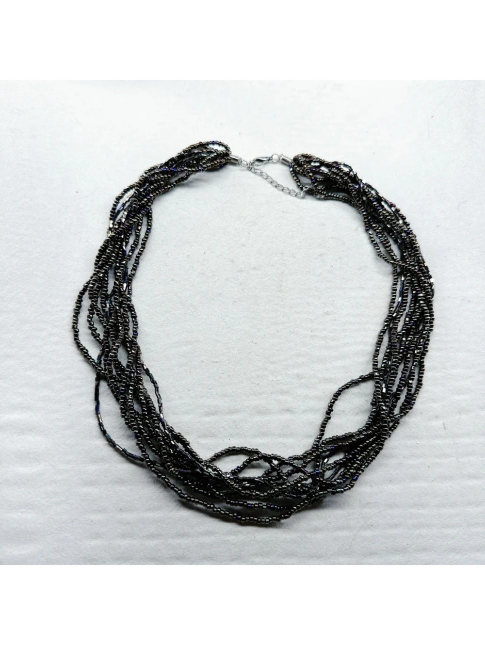 5519gc. Bronze Glass Seed Bead Necklace Multistrand